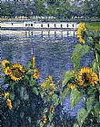 Sunflowers on the Banks of the Seine by Gustave Caillebotte